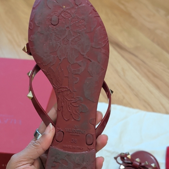 Valentino Red Studded Bow Sandals - Picture 6 of 8